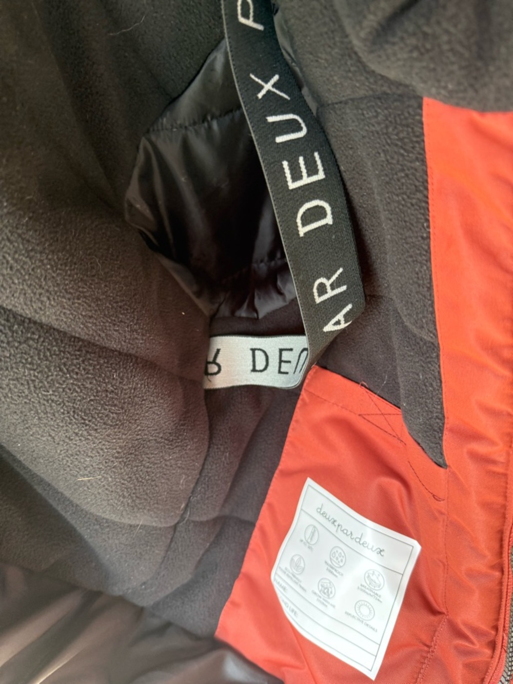 Boy’s Rust Red Hooded Winter Jacket with Yellow/Black Snow Pants - Picture 3 of 6
